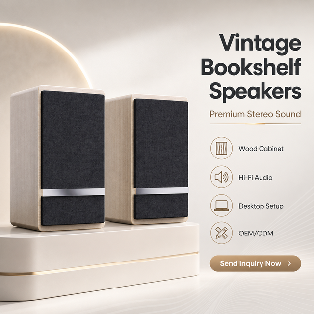 Quality Wooden Enclosure Hi-Fi Desktop Monitor Bookshelf Speaker With USB