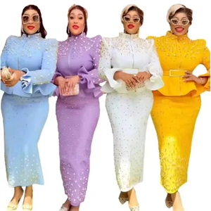 Nuovo Design di Abbigliamento Africano, Abito <span class=keywords><strong>Turco</strong></span> per Donne Africane, Vestiti Lussuosi con Strass - Product Image 1