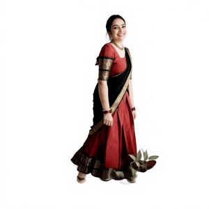 Lehenga Choli de Seda Kanjiveram de Diseño Moderno con Tejido Zari y Bordado Intenso, para Bodas Indias, Fiestas de Diwali, de Secado Rápido, Venta al por Mayor - Product Image 1