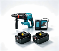 Marteau perforateur sans balais avec batterie lithium-ion 18V 6Ah authentique compatible, force d'impact 2.0 J, perceuse de chantier