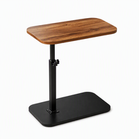 Table de lit pour ordinateur portable réglable en hauteur, table d'appoint en forme de C avec roulettes, table de chevet moderne pour les petites chambres
