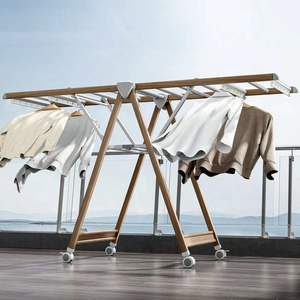 Organisateur de vêtements <span class=keywords><strong>en</strong></span> aluminium unique support maison mur voyage literie chaussures sacs tissu nettoyage outil stockage corde à <span class=keywords><strong>linge</strong></span> <span class=keywords><strong>en</strong></span> <span class=keywords><strong>bois</strong></span> - Product Image 1