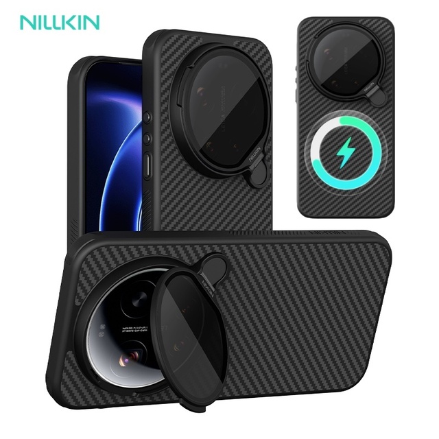 NILLKIN Magnetic Aramid Fiber Case for Xiaomi 17 Ultra 5G With Camera Lens Kickstand Anti-Drop All-Inclusive Case