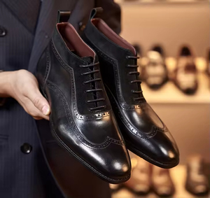 Zapatos Oxford de vestir para hombre, de cuero genuino, con punta cuadrada, con cordones, antideslizantes, formales, para oficina y carrera, botas de cuero para hombre - Product Image 6