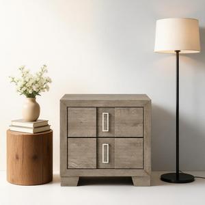 Transitional 2 Drawer Bedside Nightstand <b>Compact</b> Bedside Cabinet Malaysia Manufactured Bedroom <b>Side</b> <b>Table</b> - Product Image 6