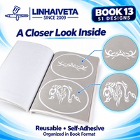 Linhaiveta Livre de pochoirs réutilisables pour tatouage aérographe, 13 modèles de pochoirs pour tatouage corporel pour hommes, motifs tribaux et animaux