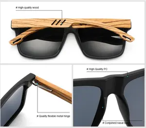 Polarisierende personal isierte quadratische Retro lässige Herren Herren polarisierte Bambus Bulk Holz billige Holz Sonnenbrille