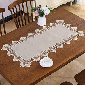 Fonte di fabbrica <span class=keywords><strong>rettangolare</strong></span> telo da <span class=keywords><strong>tavolo</strong></span> squisito solubile in acqua pizzo in poliestere tessuto <span class=keywords><strong>Runner</strong></span> semplice - Product Image 4