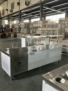 Comptoir de préparation de Bubble Tea en acier inoxydable avec éclairage bleu - Product Image 5