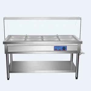 4 bains-marie électriques pour aliments chauds avec des protections anti-éternuements en verre et des ampoules - Product Image 5