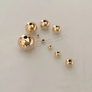 Wholesale bangkok beads gold-Wholesale different size round 14K gold filled beads for jewelry making