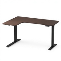 Escritorio Comercial Ajustable Moderno con Superficie de Madera y Patas de Metal Negro, Diseño Lumetal para Juegos, Muebles de Oficina, Oficina en Casa