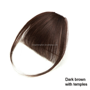 Perruque de cheveux humains noirs et bruns pour femmes Perruque de cheveux naturels à franges Extension de cheveux à clipser - Product Image 5