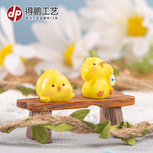 Figuras de Resina de Pollito Amarillo Pequeño, Mini Adorno de Animales, Decoración Artesanal para Escritorio - Product Image 4