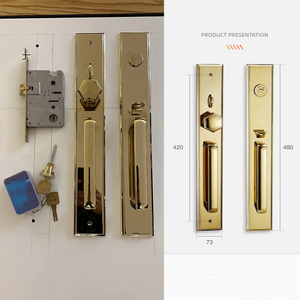 Tay nắm cửa và khóa cửa ra vào sang trọng, mạ vàng, thiết kế cổ điển, hợp kim kẽm, kích thước lớn - Product Image 5