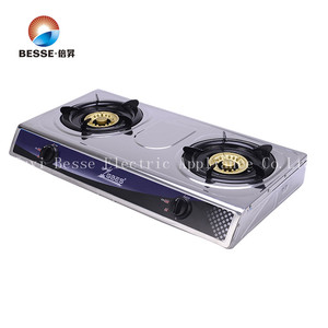 Table de cuisson à gaz double brûleur en acier inoxydable avec capuchons de protection, cuisinière de table pour la maison et l'hôtellerie - Product Image 2