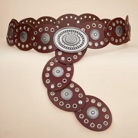 Nouvelle ceinture rétro vintage en PU pour femme coréenne 2026, style européen et américain, avec boucle en alliage ovale gravée, idéale pour la décoration de robes.