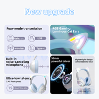 ONIKUMA GT838 Casque d'écoute Blue Tooh V5.3 Subwoofer Cartoon Luminous 2.4G Écouteurs sans fil LED RGB Light Headset