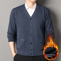 Cardigan en maille classique personnalisé pour homme, coupe ajustée, col en V, manches longues, pour l'automne