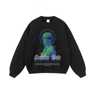 2025 Retro Chic Distressed Printed Washed Hooded Sweatshirt 420g Cotton Loose Streetwear Couple Hip-Hop Character <b>Print</b> Men's - Product Image 4