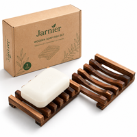 Jarnier – Nouvelle boîte à savon rectangulaire en bois naturel écologique noir pour cuisine, voyage, douche, séchage, support pour baignoire