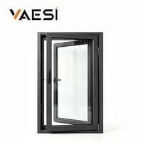 Ventana de aluminio de inclinación y giro para oficina en casa con pantalla Ventanas de marco único de vidrio templado doble a prueba de sonido