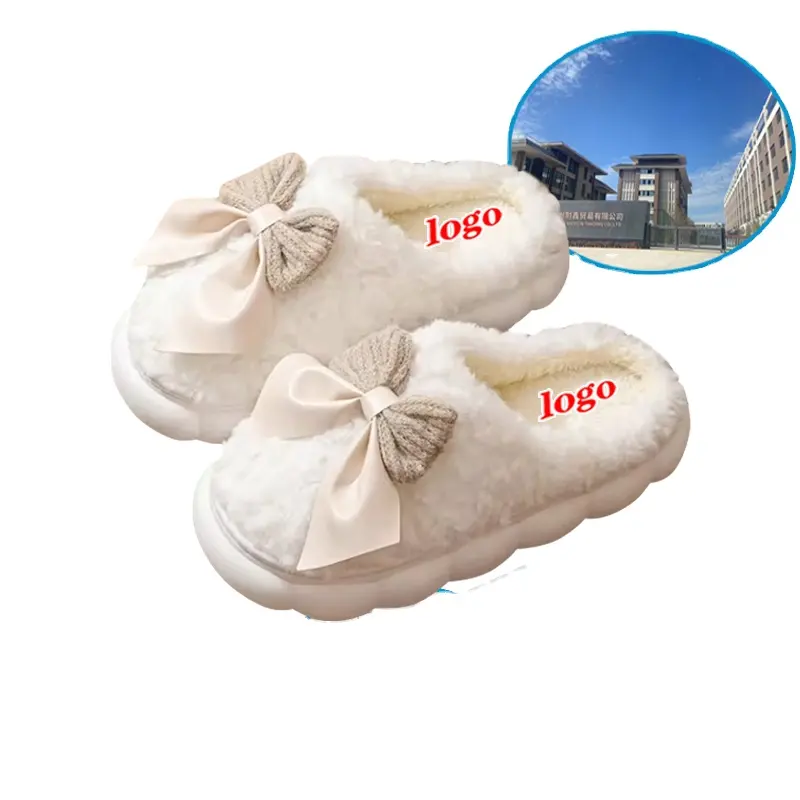 Chaussures en fourrure pelucheuse pour femmes Sandales d'intérieur moelleuses à bout ouvert en fourrure Pantoufles plates à glissières pour femmes