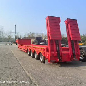Camión Remolque 3 Ejes 4 Ejes 50 Ton 60 Toneladas Heavy Duty Hydraulic Gooseneck Lowboy Low Bed Semi Trailer Trucks - Product Image 2