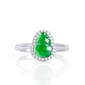 Natural Jadeite Green Gourd <b>Ring</b> S925 Silver Inlaid Chinese Style Women's Jewelry Gift of Appraisal Certificate D131 - Product Image 3