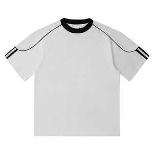 OEM Color sólido Casual Streetwear hombre Camiseta de diseño personalizado de alta calidad de gran tamaño Fit bordado Logo Camiseta de manga corta - Product Image 3