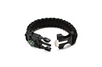 Sifflet en pierre de flint, couteau à gratter, boussole, bracelet en paracorde, boucle à dégagement latéral en plastique noir de 20 mm