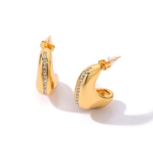 Pendientes de luna creciente con incrustaciones de cristal chapados en oro, joyería de moda para mujer para fiestas - Product Image 4