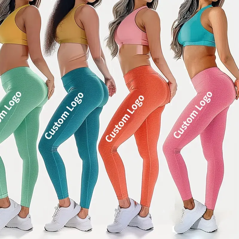 2024 legging yoga logo kustom olahraga gym kompresi melar OEM legging legging yoga pinggang tinggi pengencang bokong untuk wanita