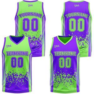 Maillot de basket-ball réversible personnalisé FOXA unisexe, col en V, sublimation, évacuation de l'humidité, 420g, impression du nom et du numéro - Product Image 1