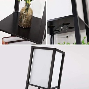 Lampada da Terra Minimalista in <span class=keywords><strong>Legno</strong></span> con Mensole, Moderna Lampada Angolare per Soggiorno e Camera da Letto - Product Image 6