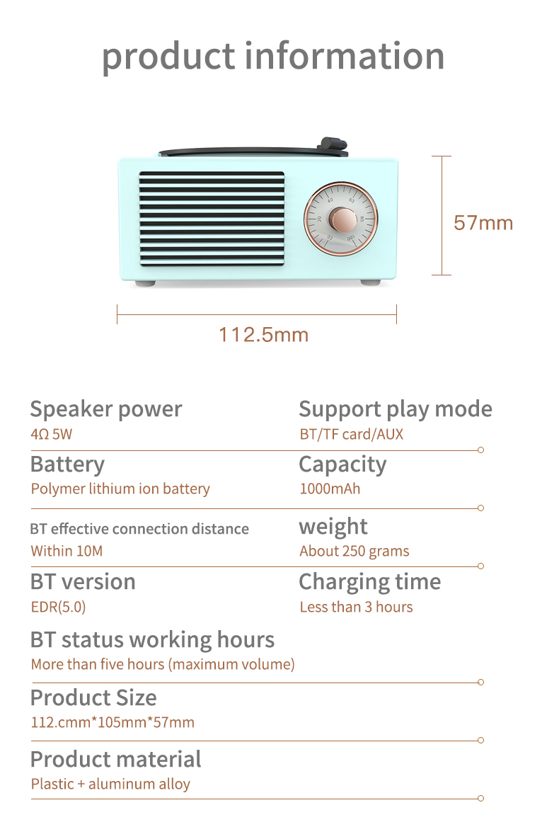 Audio Retro speaker Wireless Mini indoor equipment/amplifiers/Audio Blue tooth speaker home small Gift speaker Drop Shipping