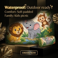Tapis de pique-nique matelassé extra large, imperméable, pour l'extérieur, tapis de jeu jungle pour la famille, les enfants, le camping, la plage