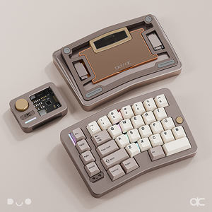 QK <span class=keywords><strong>Alice</strong></span> Duo Anodisé Sandgold Split <span class=keywords><strong>Clavier</strong></span> Ergonomique avec Tri-Mode Mécanique et <span class=keywords><strong>Clavier</strong></span> CNC en Aluminium - Product Image 1