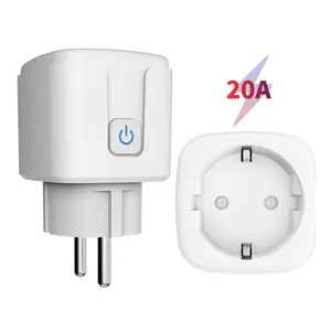 Sixwgh Tuya Smart Socket 20A Wifi Eu Plug Stopcontact Monitor Countdown Functie Ondersteuning Google Thuis, Alice, aleax