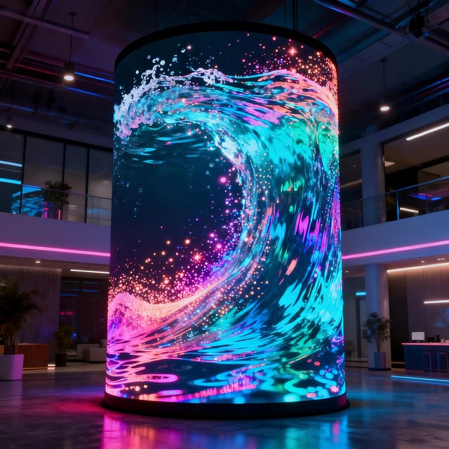 JIUWLDS High Performance Indoor/Outdoor LED Video Wall High Brightness Special Shaped Cylindrical Flexible Display Screen