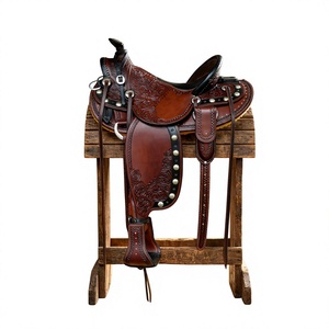 Selle de course anglaise en cuir véritable BS International NA94, artisanale, avec arbre en bois, durable, pour cheval, avec bride et boîte en acier inoxydable - Product Image 1