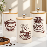 Kaleng Bulat Logam RTS 95*H156mm Cocok untuk Menyimpan Biji-bijian, Buah Kering, Teh, Gula, Kopi, Wadah Makanan dengan Set Tutup Bambu