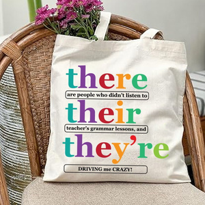 Bolsa de lona con estampado personalizado de <span class=keywords><strong>profesor</strong></span> de inglés, adecuada para uso diario, compras, escuela y viajes. - Product Image 1