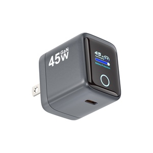 2026 年新品可折叠迷你 GaN 45W USB-C PD3.1 智能显示电源适配器，适用于笔记本电脑和手机 - Product Image 1