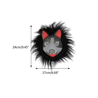 Masque d'animal de carnaval d'Halloween, tête de lapin, loup, lion, tigre avec fourrure synthétique, décoration de cheveux en peluche, boule