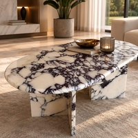 Table basse en marbre naturel Calacatta Viola de luxe personnalisée pour salon, Newstar Stone Furniture, couleur violet