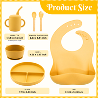 Ensemble de vaisselle pour bébé en silicone sans BPA avec ventouse, comprenant bavoirs, bols, assiettes, fourchettes et cuillères, de qualité alimentaire, en coffret cadeau