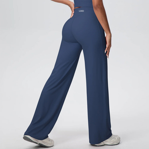 Fabricación de Ropa Deportiva Femenina Personalizada, Pantalones Anchos de Cintura Alta para Gimnasio, Leggings Deportivos Transpirables y Elásticos sin Costuras Delanteras - Product Image 1