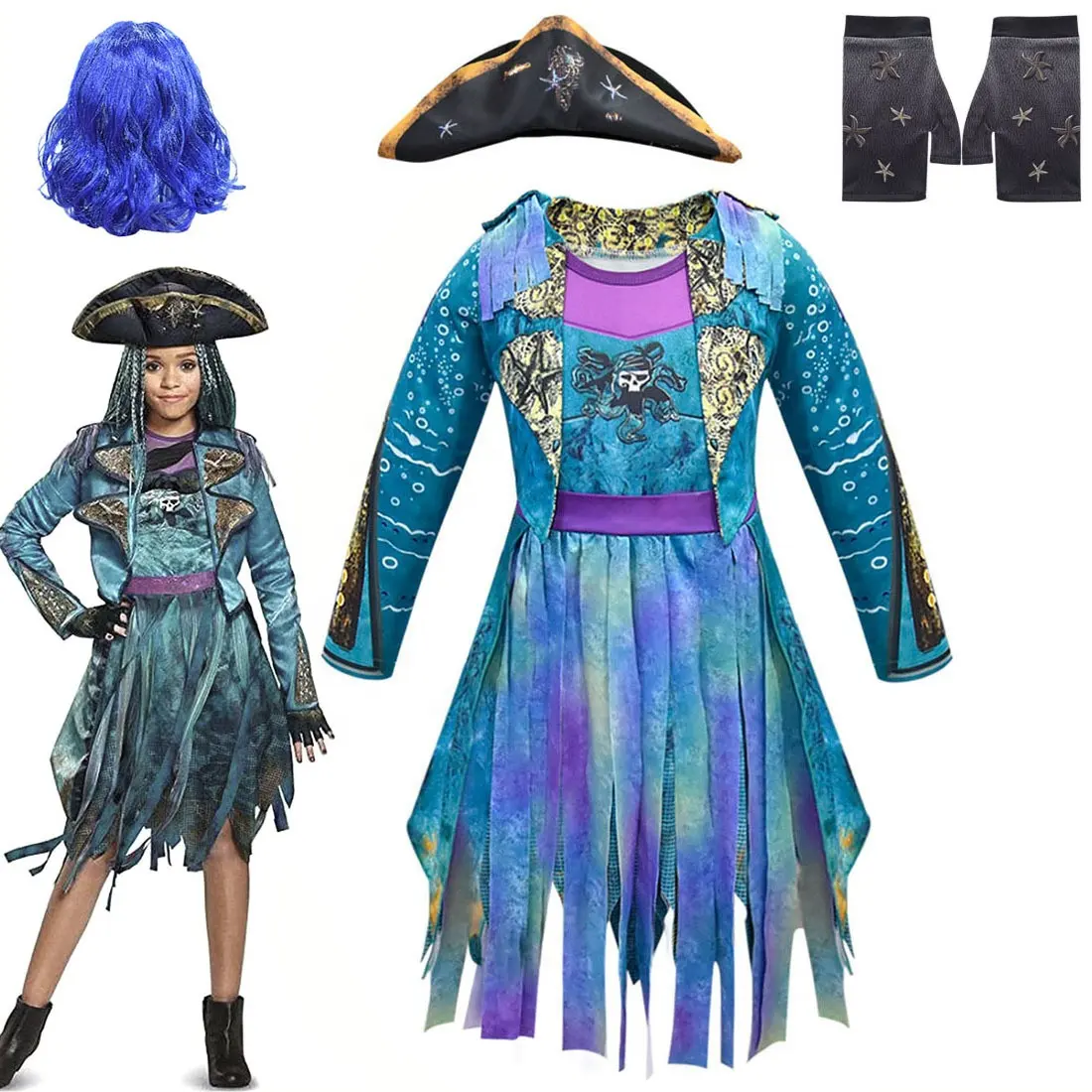 New Fashion Hot Sales Descendants 3 Uma Cosplay Costume Halloween Costumes Outfits 3 Piece Clothing Set Birthday Party Clothes