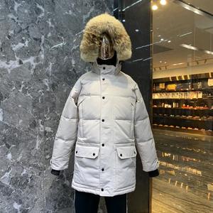 معطف شتوي رجالي كندي مبطن بالريش مع غطاء للرأس مقاوم للماء وسحاب للملابس الرسمية الخارجية - Product Image 2